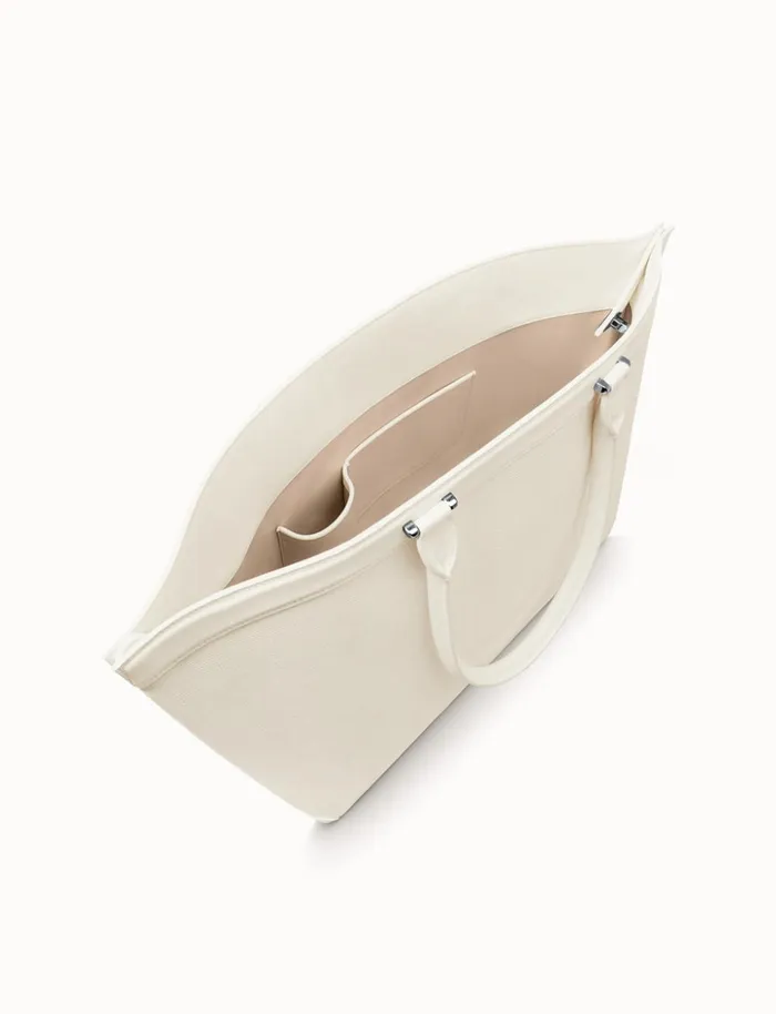 Medium Handbag In Horsehair And Silver Colored Hardware Pure White Women Akris Top Handle Bags
