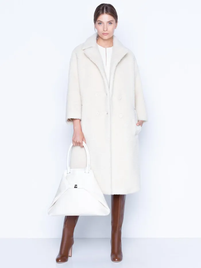 Medium Handbag In Horsehair And Silver Colored Hardware Pure White Women Akris Top Handle Bags
