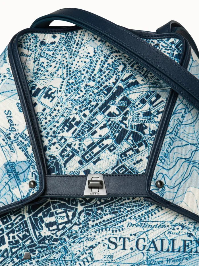 Medium Shoulder Bag In Printed Cotton Fabric Alabasterpacific Women Akris Shoulder Bags