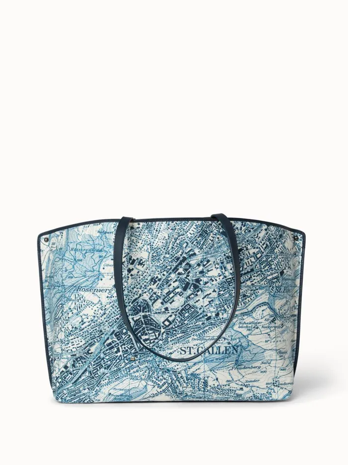Medium Shoulder Bag In Printed Cotton Fabric Alabasterpacific Women Akris Shoulder Bags