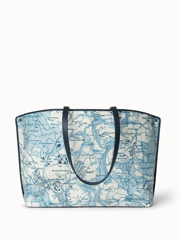 Medium Shoulder Bag In Printed Cotton Fabric Alabasterpacific Women Akris Shoulder Bags