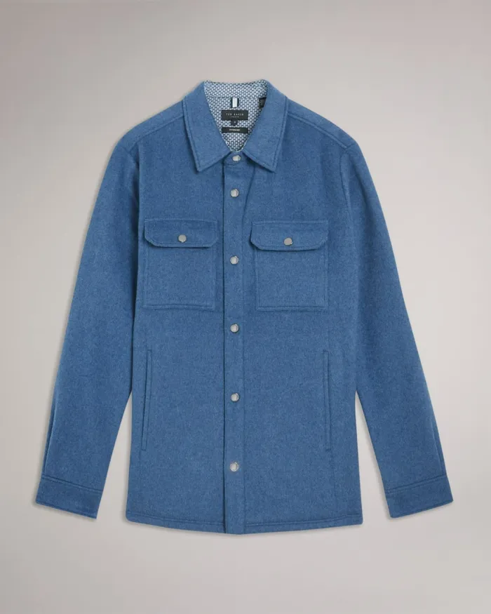 Men ADERBRY 8211 Wool Blend Overshirt Light Blue Ted Baker Shirts