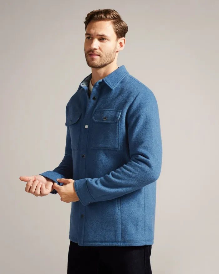 Men ADERBRY 8211 Wool Blend Overshirt Light Blue Ted Baker Shirts Men ADERBRY 8211 Wool Blend Overshirt Light Blue Ted Baker Shirts