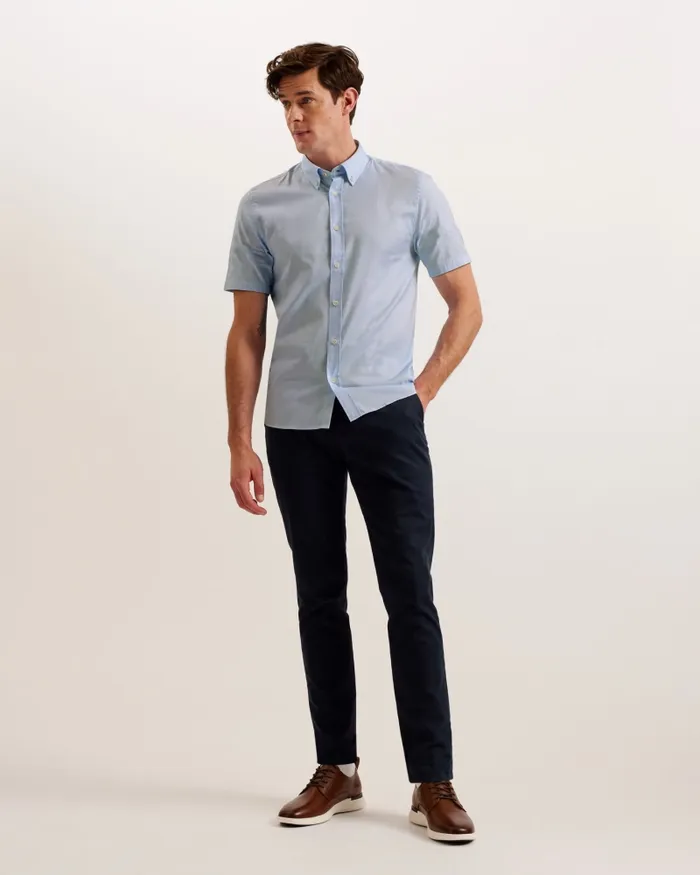 Men ALDGTE 8211 Short Sleeve Cotton Oxford Shirt Light Blue Ted Baker Shirts Men ALDGTE 8211 Short Sleeve Cotton Oxford Shirt Light Blue Ted Baker Shirts