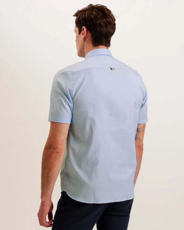 Men ALDGTE 8211 Short Sleeve Cotton Oxford Shirt Light Blue Ted Baker Shirts Men ALDGTE 8211 Short Sleeve Cotton Oxford Shirt Light Blue Ted Baker Shirts