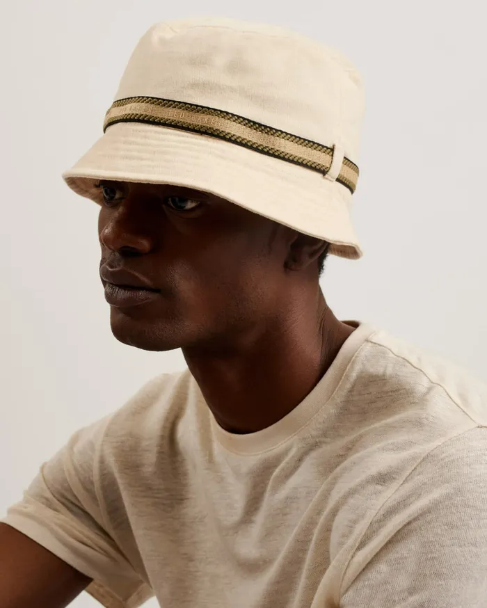 Men ALFREDO 8211 Branded Webbing Bucket Hat Stone Ted Baker Swimwear and Beachwear