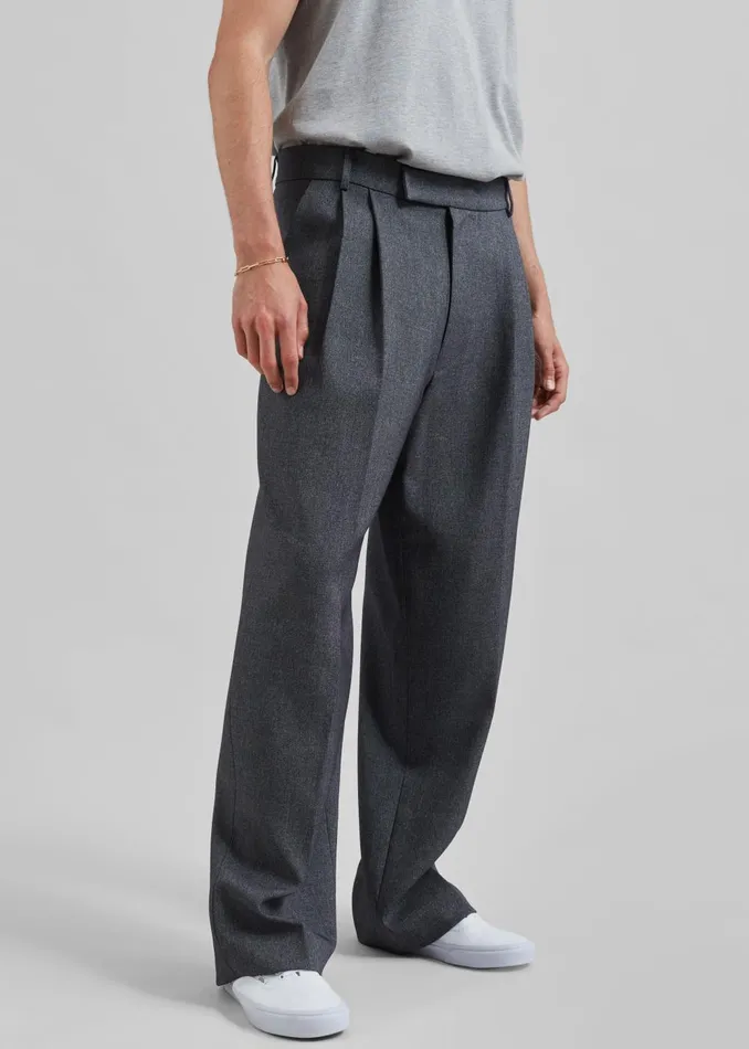 Men Beo Suit Pants 8211 Grey Melange The Frankie Shop Bottoms