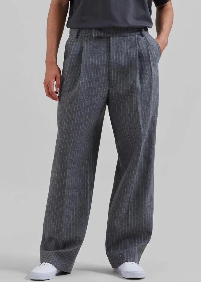 Men Beo Suit Pants 8211 GreyWhite Pinstripe The Frankie Shop Bottoms