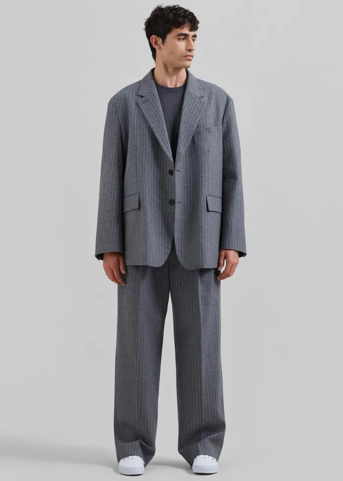 Men Beo Suit Pants 8211 GreyWhite Pinstripe The Frankie Shop Bottoms