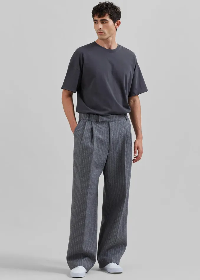 Men Beo Suit Pants 8211 GreyWhite Pinstripe The Frankie Shop Bottoms