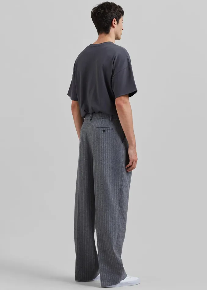 Men Beo Suit Pants 8211 GreyWhite Pinstripe The Frankie Shop Bottoms