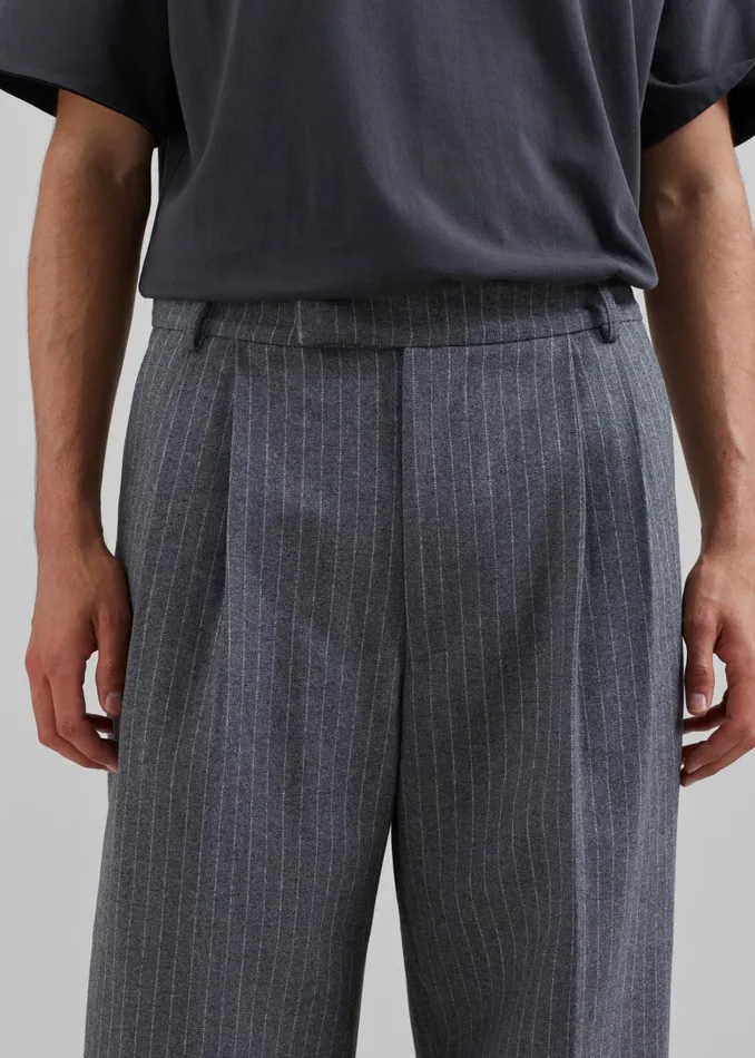 Men Beo Suit Pants 8211 GreyWhite Pinstripe The Frankie Shop Bottoms