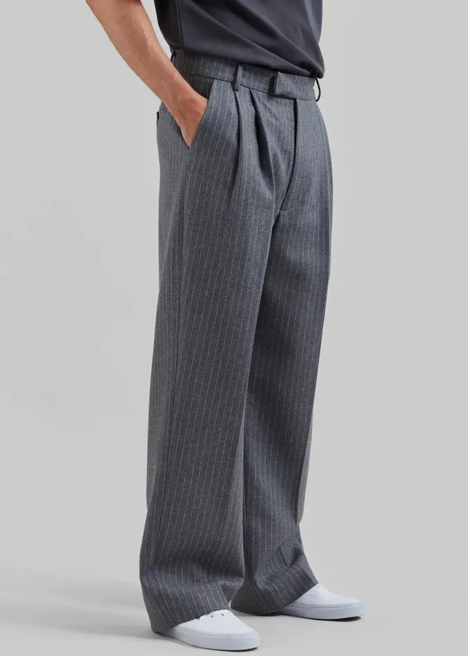 Men Beo Suit Pants 8211 GreyWhite Pinstripe The Frankie Shop Bottoms