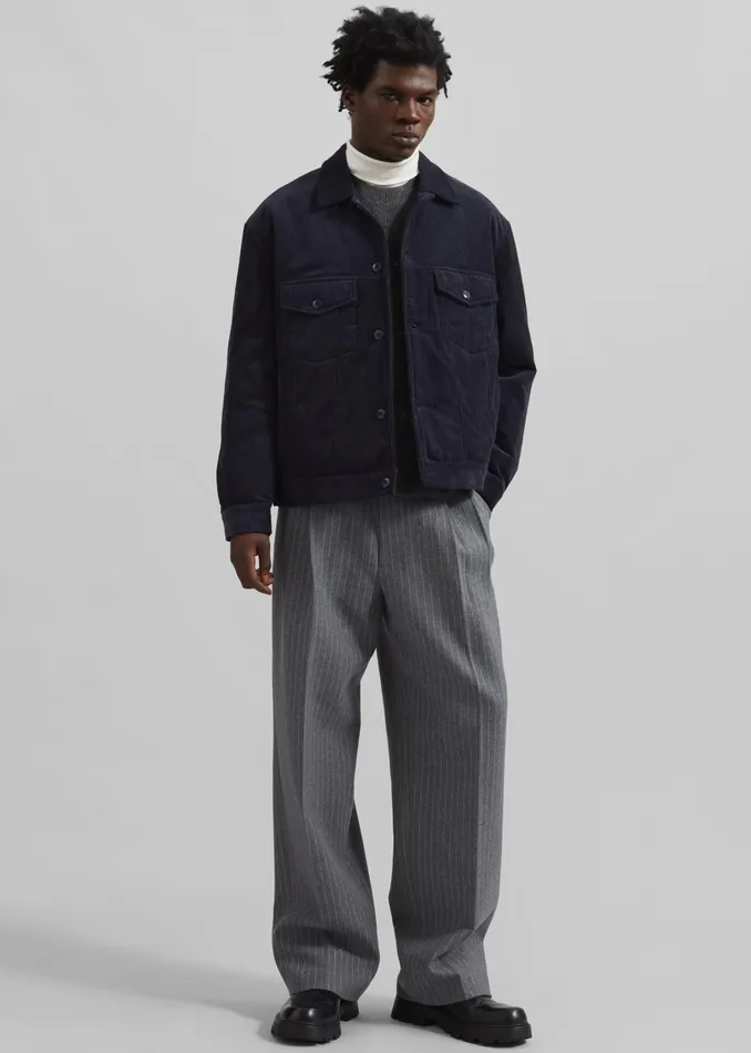 Men Beo Suit Pants 8211 GreyWhite Pinstripe The Frankie Shop Bottoms