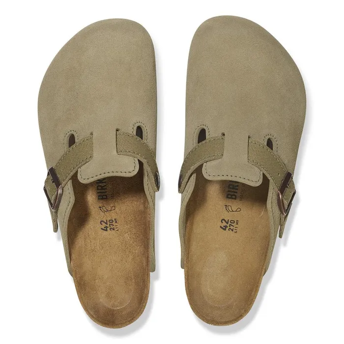 Men Birkenstock Clogs Boston Canvas Faded Khaki