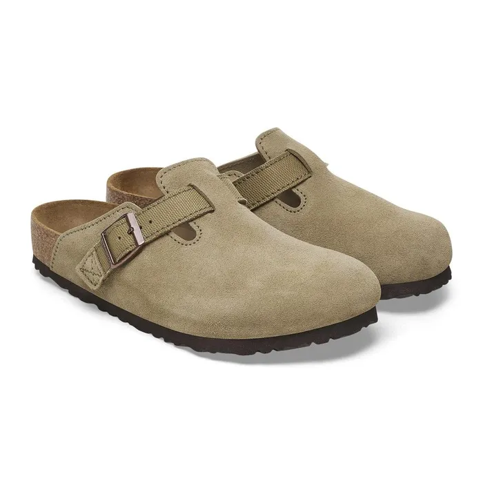 Men Birkenstock Clogs Boston Canvas Faded Khaki