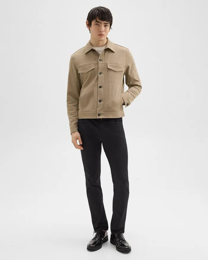 Men Blazers Jackets Theory River Trucker Jacket In Neoteric Twill Bark