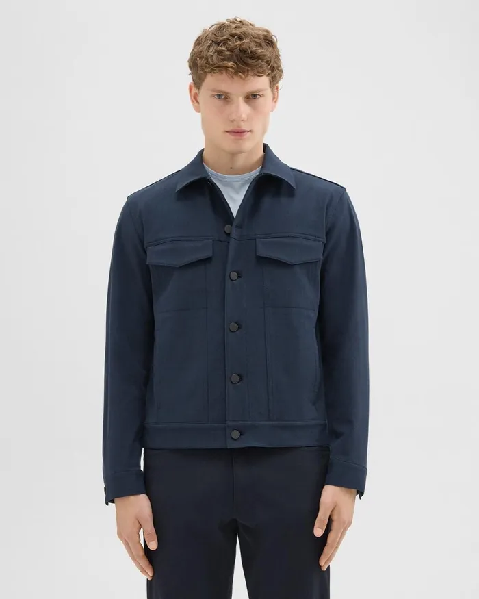 Men Blazers Jackets Theory River Trucker Jacket In Neoteric Twill Dark Navy