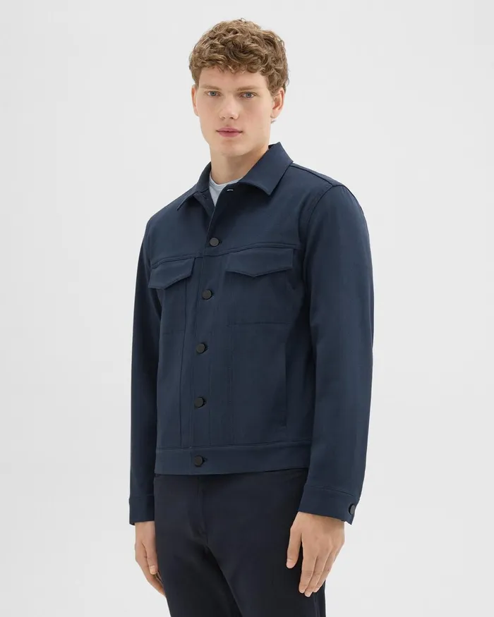 Men Blazers Jackets Theory River Trucker Jacket In Neoteric Twill Dark Navy