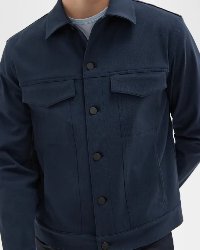 Men Blazers Jackets Theory River Trucker Jacket In Neoteric Twill Dark Navy