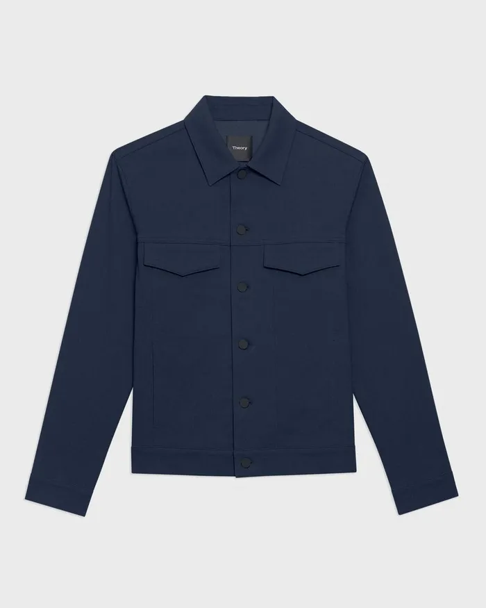 Men Blazers Jackets Theory River Trucker Jacket In Neoteric Twill Dark Navy