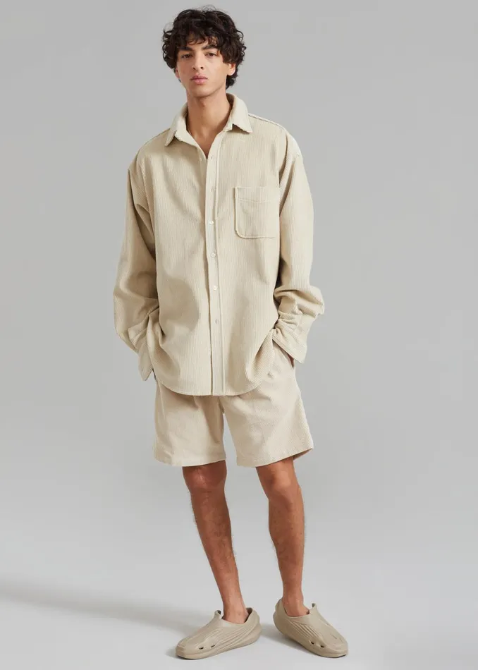 Men Camden Corduroy Shorts 8211 Cream The Frankie Shop Bottoms