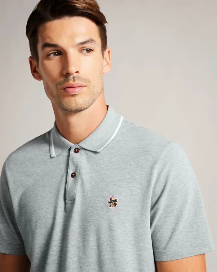 Men CAMDN 8211 Short Sleeve Polo Shirt Light Grey Ted Baker Polo Shirts