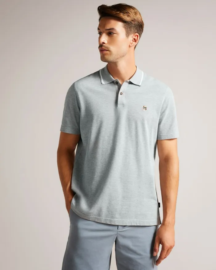 Men CAMDN 8211 Short Sleeve Polo Shirt Light Grey Ted Baker Polo Shirts