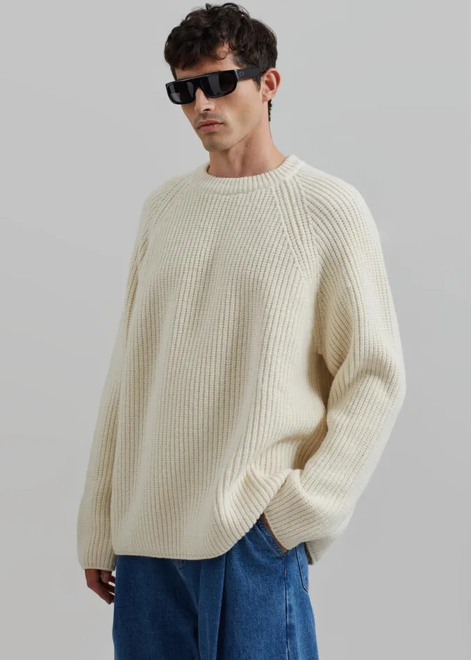 Men Carter Crew Neck Sweater 8211 Beige The Frankie Shop Knitwear