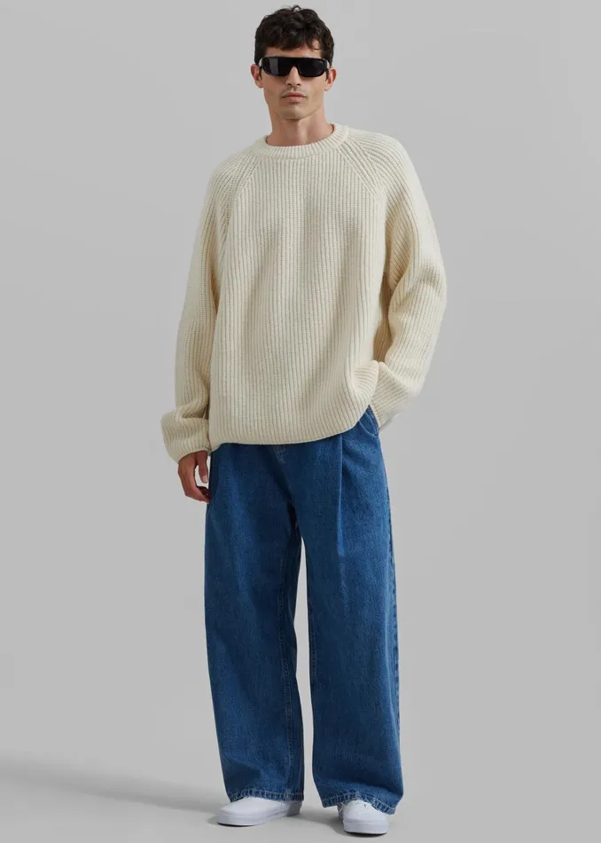 Men Carter Crew Neck Sweater 8211 Beige The Frankie Shop Knitwear