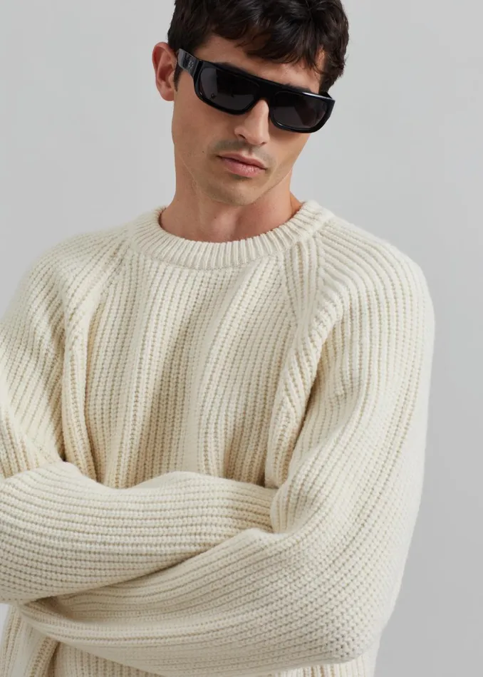 Men Carter Crew Neck Sweater 8211 Beige The Frankie Shop Knitwear