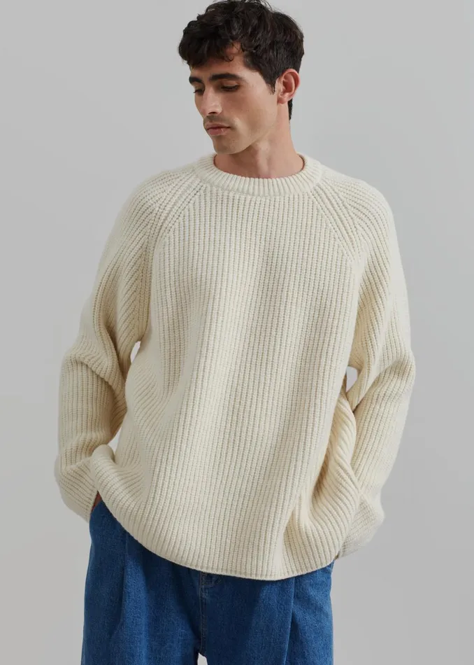 Men Carter Crew Neck Sweater 8211 Beige The Frankie Shop Knitwear