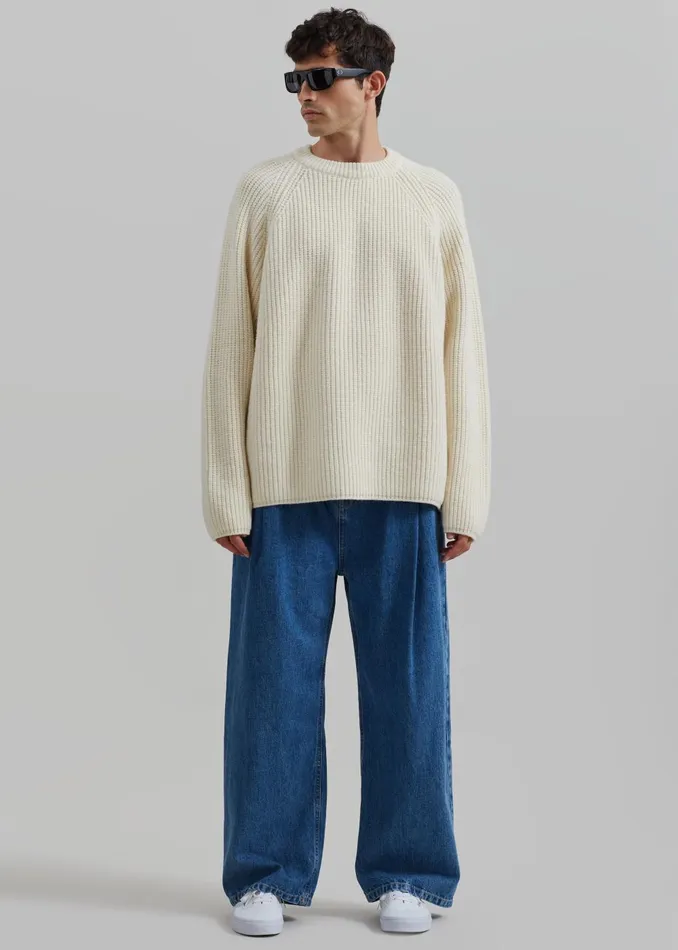 Men Carter Crew Neck Sweater 8211 Beige The Frankie Shop Knitwear