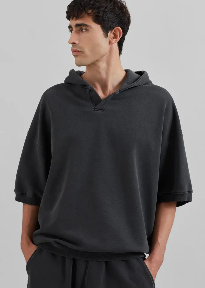 Men Christian Short Sleeve Hoodie 8211 Charcoal The Frankie Shop Tops