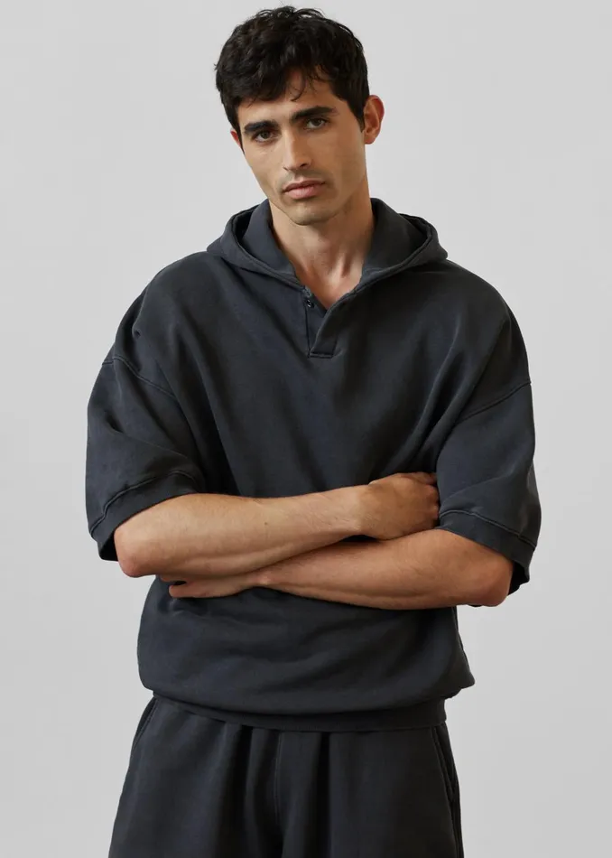 Men Christian Short Sleeve Hoodie 8211 Charcoal The Frankie Shop Tops