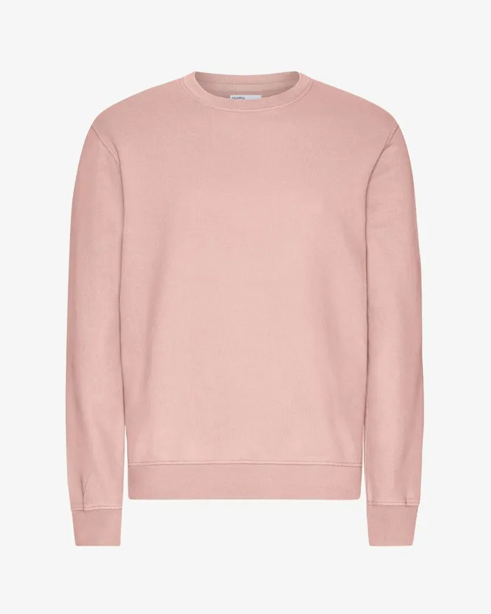 Men Classic Organic Crew Faded Pink Colorful Standard Crewneck Sweatshirts