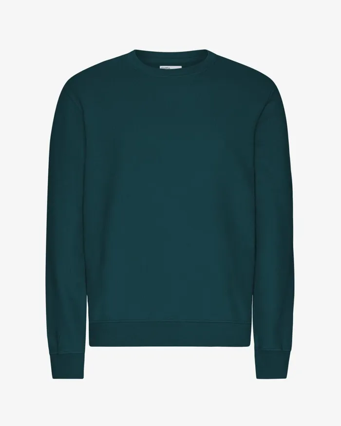 Men Classic Organic Crew Ocean Green Colorful Standard Crewneck Sweatshirts