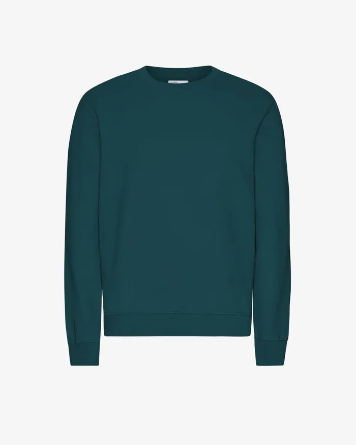 Men Classic Organic Crew Ocean Green Colorful Standard Crewneck Sweatshirts