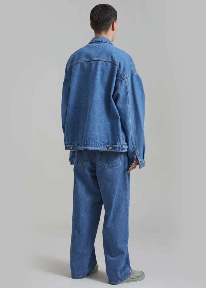 Men Connor Oversized Denim Jacket 8211 Medium Wash The Frankie Shop Outerwear