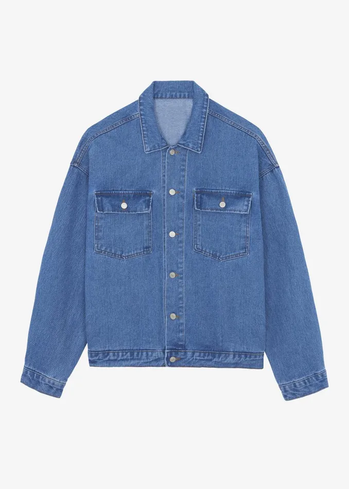 Men Connor Oversized Denim Jacket 8211 Medium Wash The Frankie Shop Outerwear
