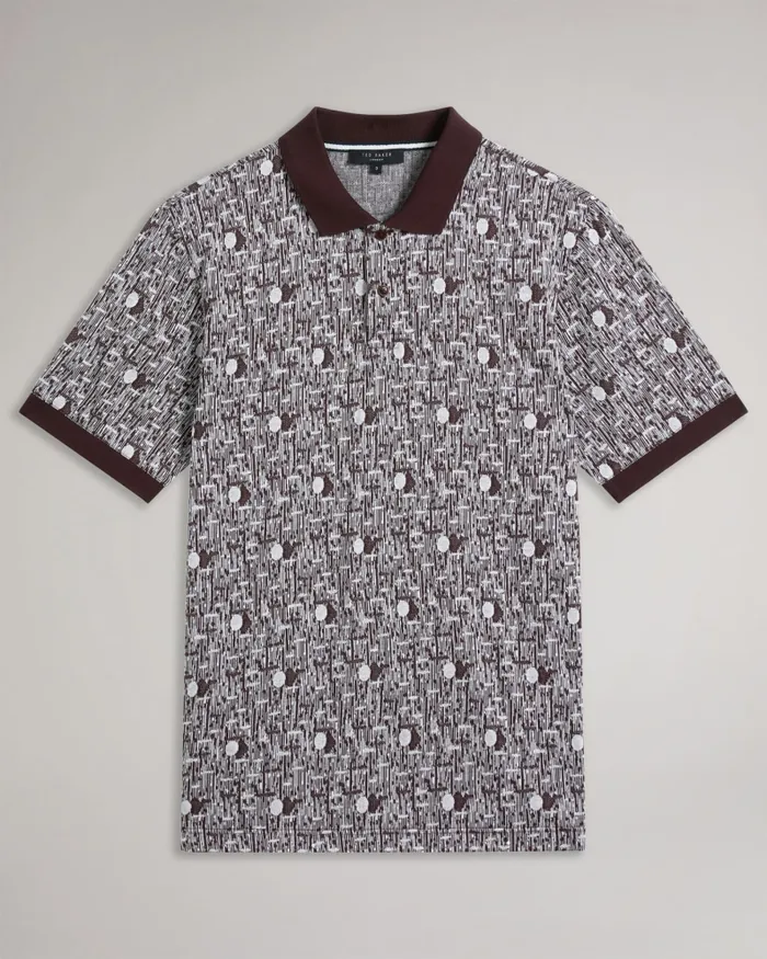 Men COREO 8211 Geometric Knit Polo Shirt Maroon Ted Baker Polo Shirts Men COREO 8211 Geometric Knit Polo Shirt Maroon Ted Baker Polo Shirts