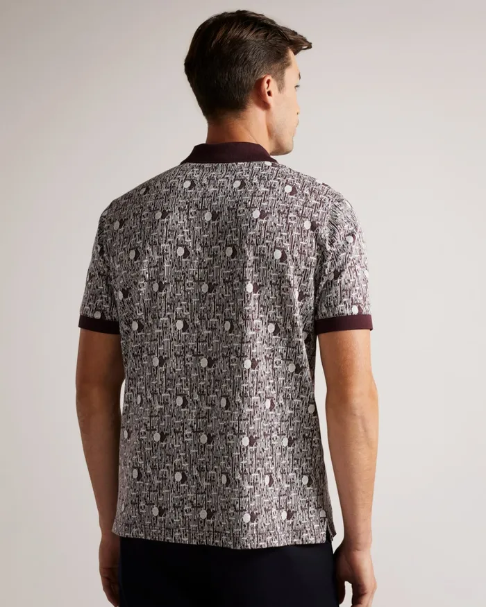 Men COREO 8211 Geometric Knit Polo Shirt Maroon Ted Baker Polo Shirts Men COREO 8211 Geometric Knit Polo Shirt Maroon Ted Baker Polo Shirts