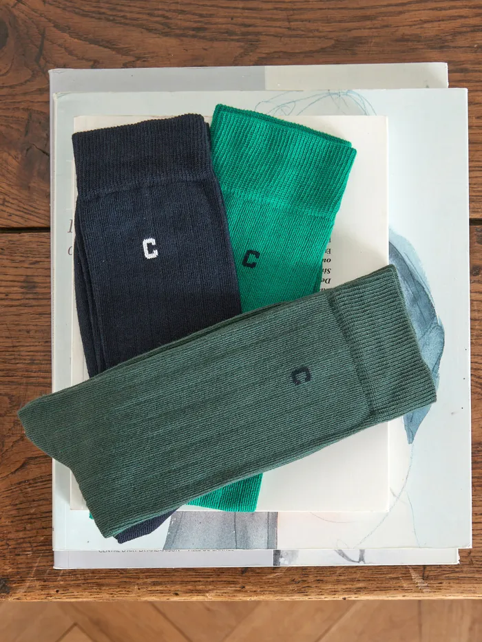 Men Cyrillus Accessories Pack Of 3 Pairs Of Plain Socks Marine