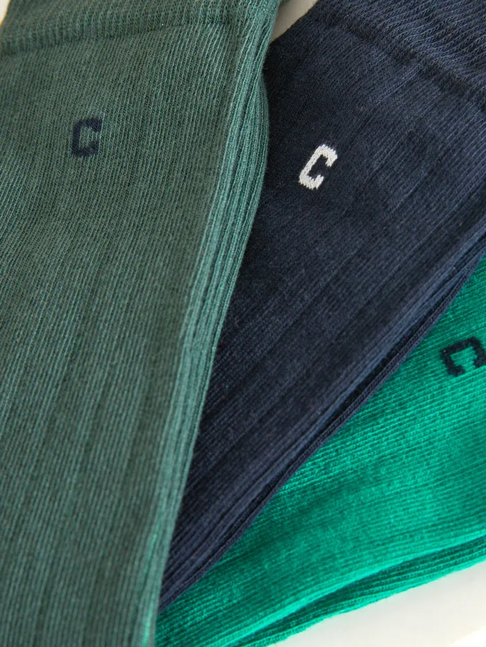 Men Cyrillus Accessories Pack Of 3 Pairs Of Plain Socks Marine