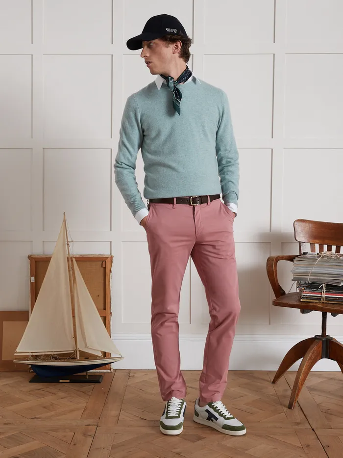 Men Cyrillus Clothing Chino Trousers Rose