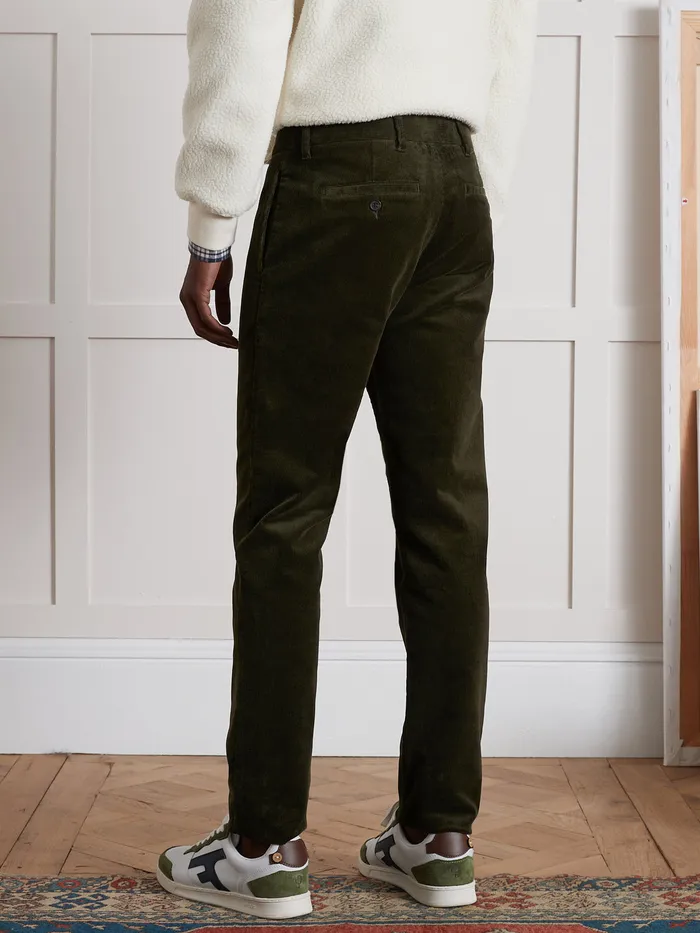 Men Cyrillus Clothing Regular Corduroy Chinos Kaki