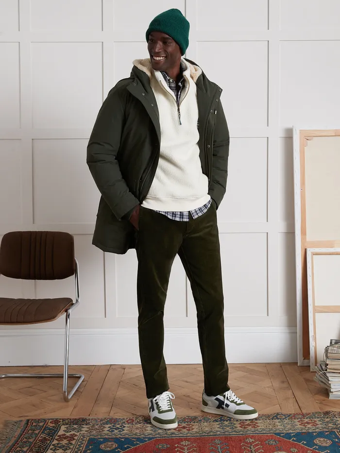Men Cyrillus Clothing Regular Corduroy Chinos Kaki