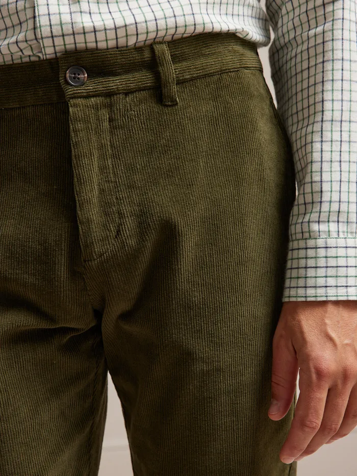 Men Cyrillus Clothing Regular Corduroy Chinos Kaki