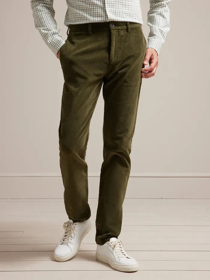Men Cyrillus Clothing Regular Corduroy Chinos Kaki