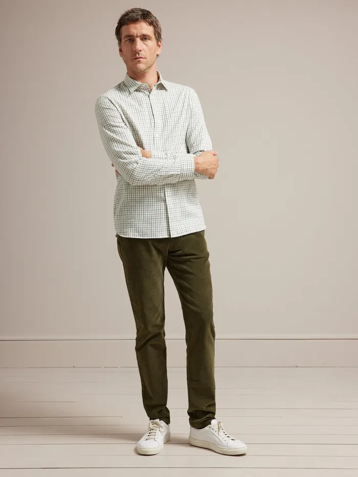 Men Cyrillus Clothing Regular Corduroy Chinos Kaki